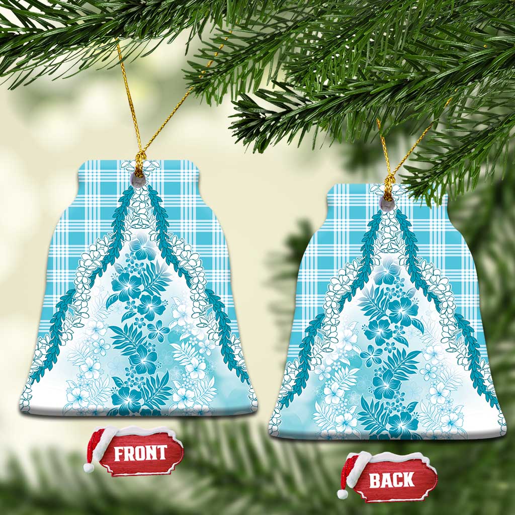 Aloha Hawaii Palaka Ceramic Ornament Blue Plumeria Lei - Polynesian Pride