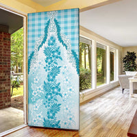 Aloha Hawaii Palaka Door Cover Blue Plumeria Lei - Polynesian Pride