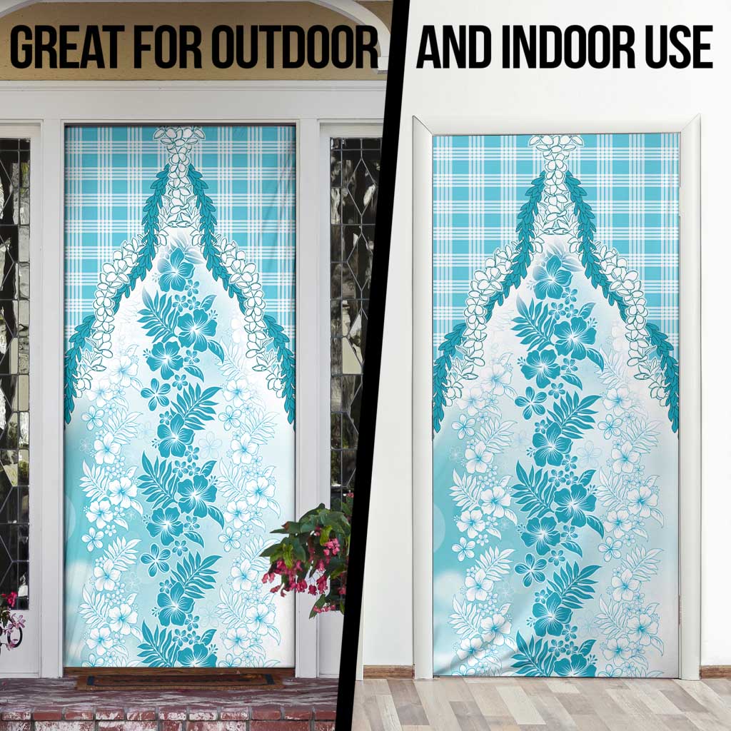 Aloha Hawaii Palaka Door Cover Blue Plumeria Lei - Polynesian Pride