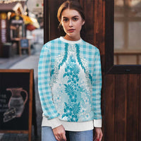 Aloha Hawaii Palaka Ugly Christmas Sweater Blue Plumeria Lei - Polynesian Pride