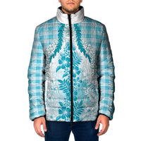 Aloha Hawaii Palaka Padded Jacket Blue Plumeria Lei - Polynesian Pride