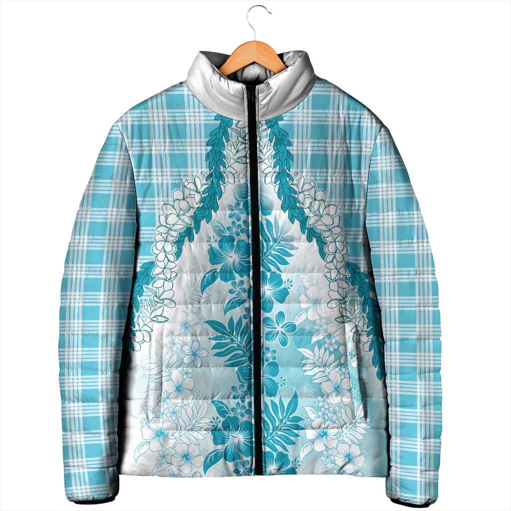 Aloha Hawaii Palaka Padded Jacket Blue Plumeria Lei - Polynesian Pride