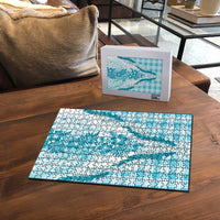 Aloha Hawaii Palaka Puzzle Blue Plumeria Lei - Polynesian Pride