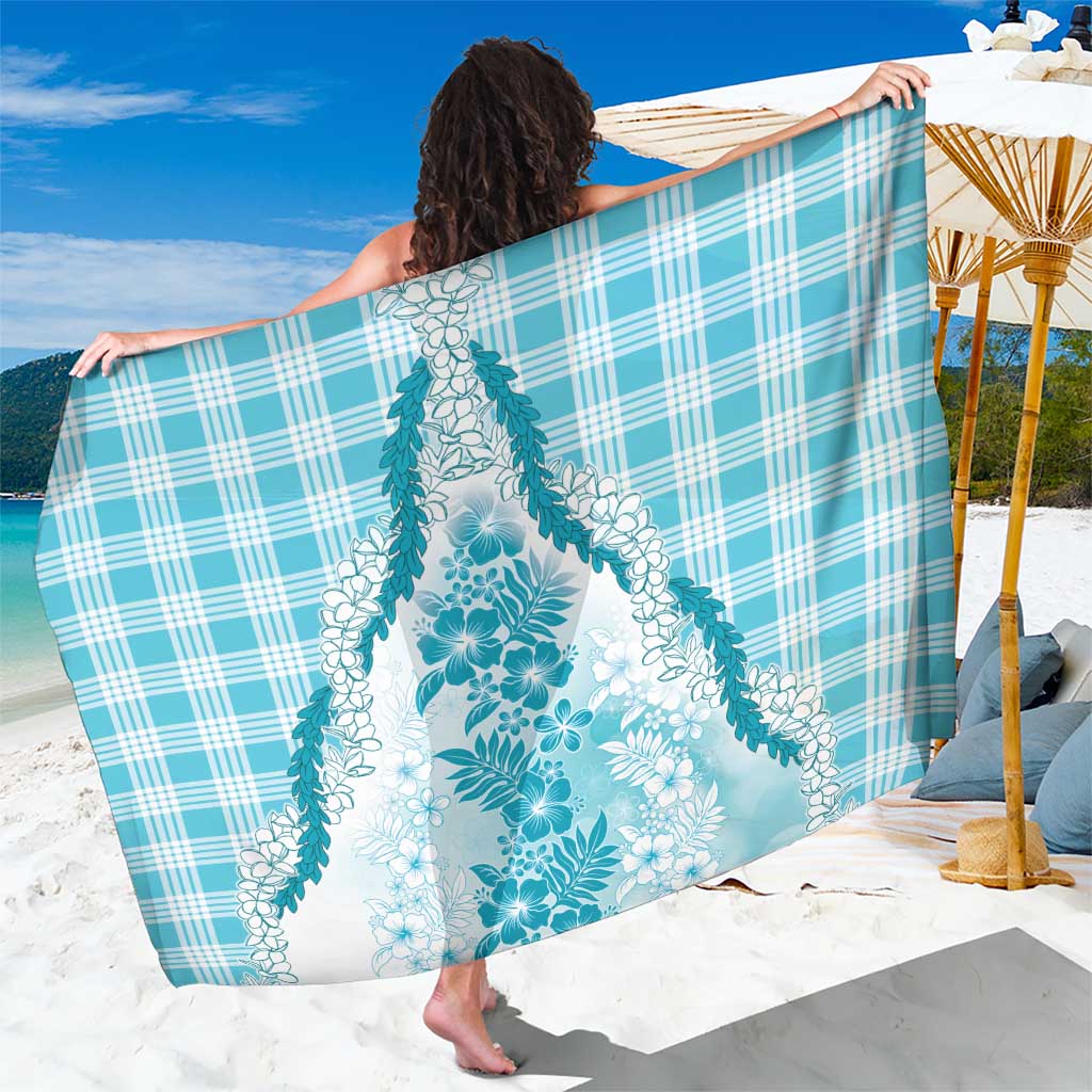Aloha Hawaii Palaka Sarong Blue Plumeria Lei - Polynesian Pride