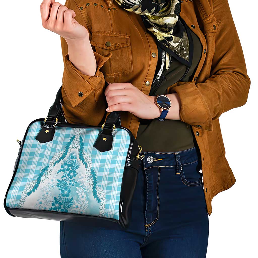 Aloha Hawaii Palaka Shoulder Handbag Blue Plumeria Lei - Polynesian Pride