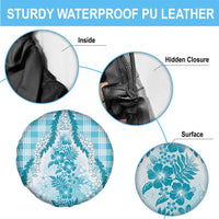 Aloha Hawaii Palaka Spare Tire Cover Blue Plumeria Lei - Polynesian Pride