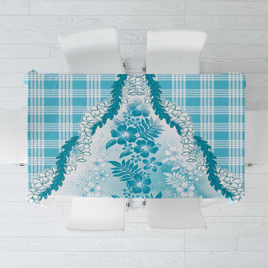 Aloha Hawaii Palaka Tablecloth Blue Plumeria Lei - Polynesian Pride