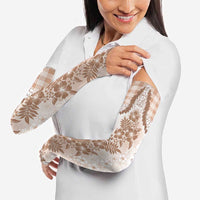 Aloha Hawaii Palaka Arm Sleeves Beige Plumeria Lei - Polynesian Pride