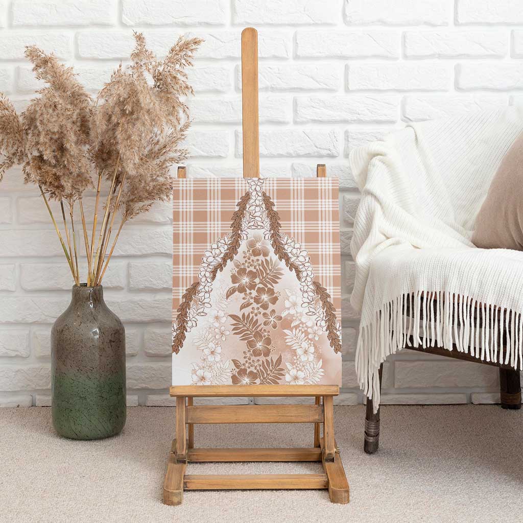 Aloha Hawaii Palaka Canvas Wall Art Beige Plumeria Lei - Polynesian Pride