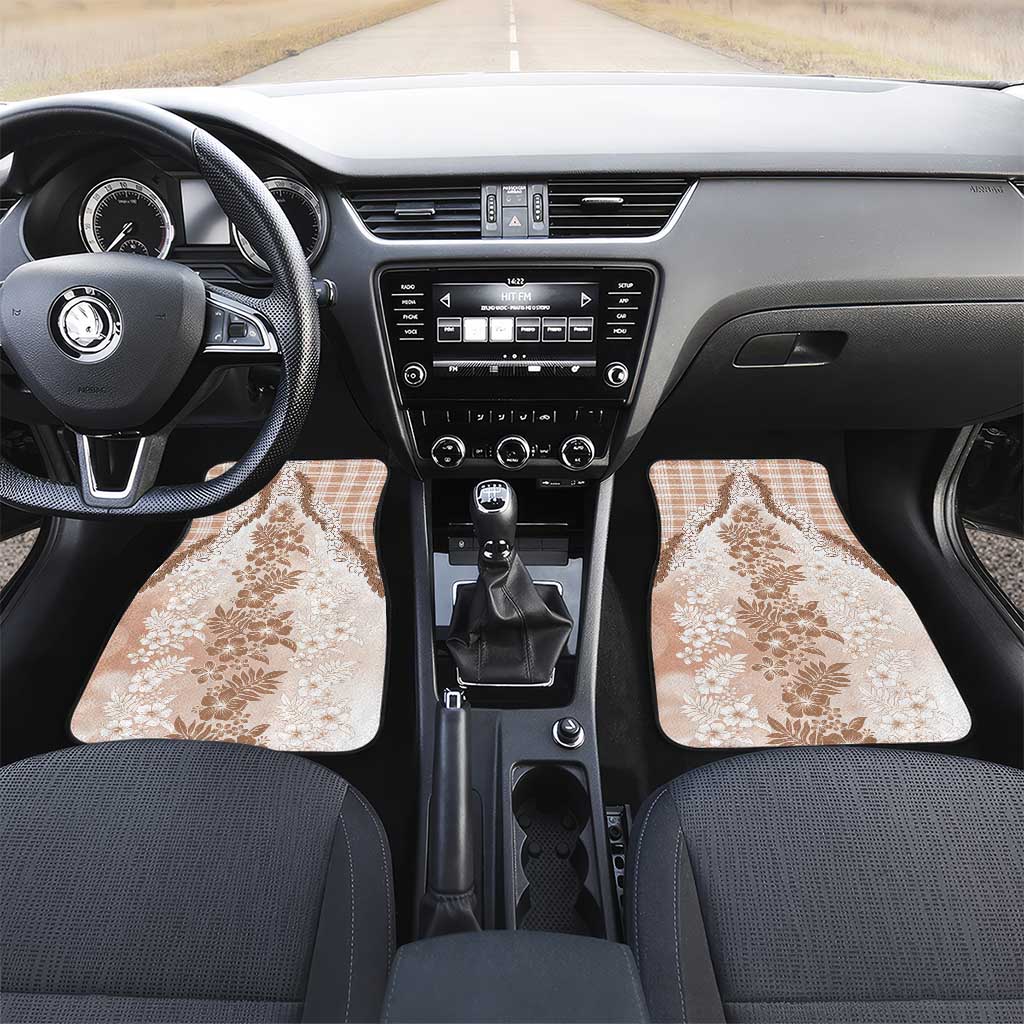 Aloha Hawaii Palaka Car Mats Beige Plumeria Lei - Polynesian Pride