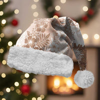 Aloha Hawaii Palaka Christmas Santa Hat Beige Plumeria Lei - Polynesian Pride