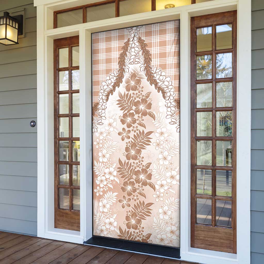 Aloha Hawaii Palaka Door Cover Beige Plumeria Lei - Polynesian Pride