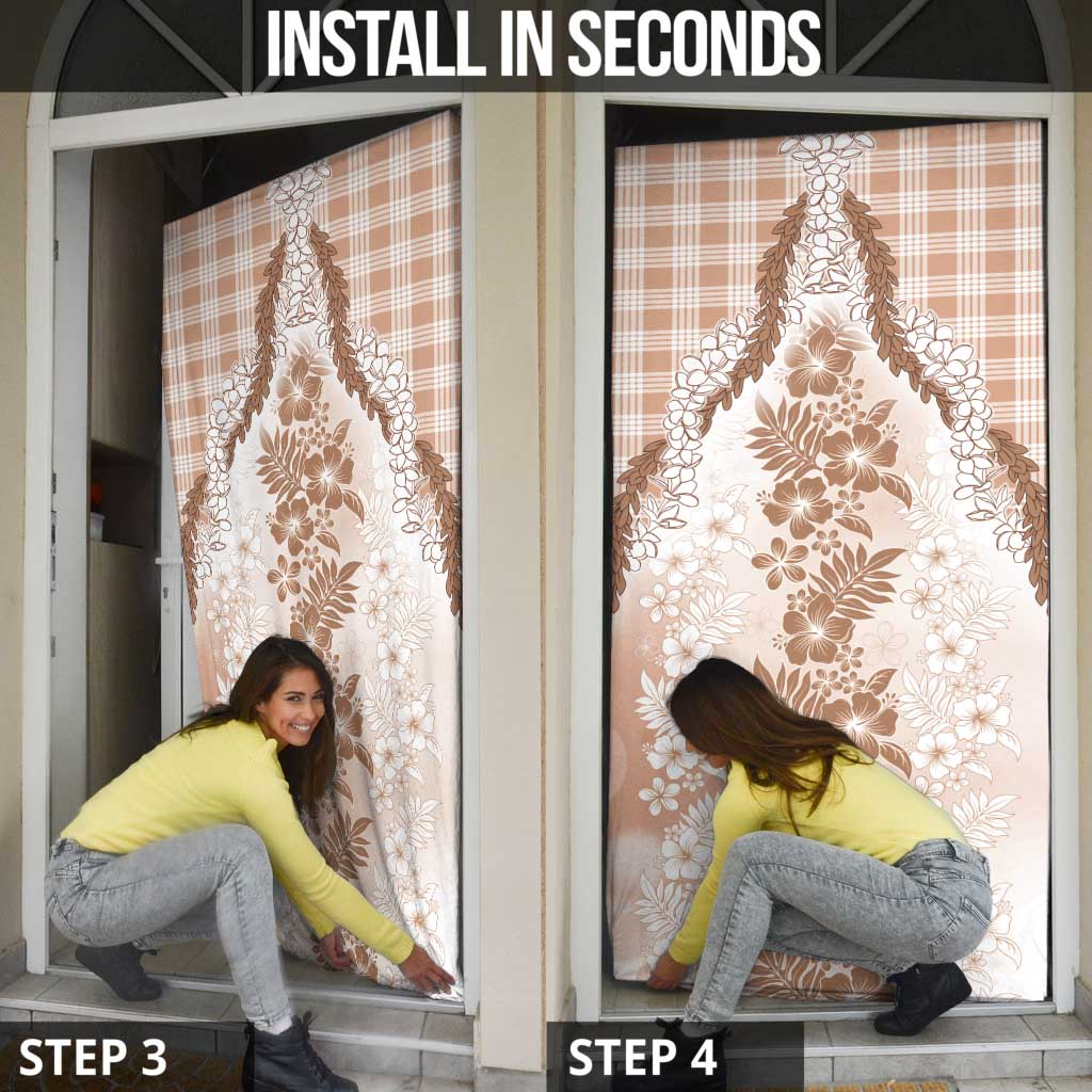 Aloha Hawaii Palaka Door Cover Beige Plumeria Lei - Polynesian Pride