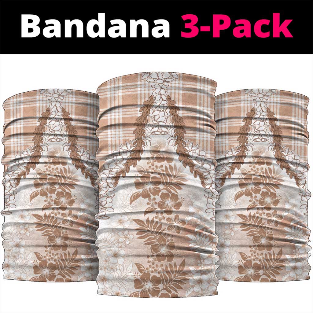 Aloha Hawaii Palaka Neck Gaiter Beige Plumeria Lei - Polynesian Pride