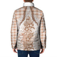 Aloha Hawaii Palaka Padded Jacket Beige Plumeria Lei - Polynesian Pride