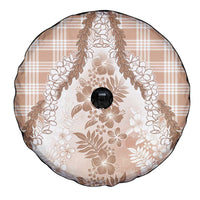 Aloha Hawaii Palaka Spare Tire Cover Beige Plumeria Lei - Polynesian Pride
