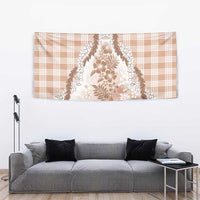 Aloha Hawaii Palaka Tapestry Beige Plumeria Lei - Polynesian Pride