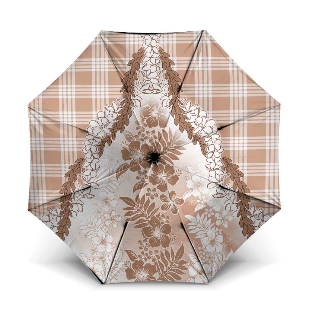 Aloha Hawaii Palaka Umbrella Beige Plumeria Lei - Polynesian Pride