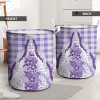 Aloha Hawaii Palaka Laundry Basket Purple Plumeria Lei - Polynesian Pride