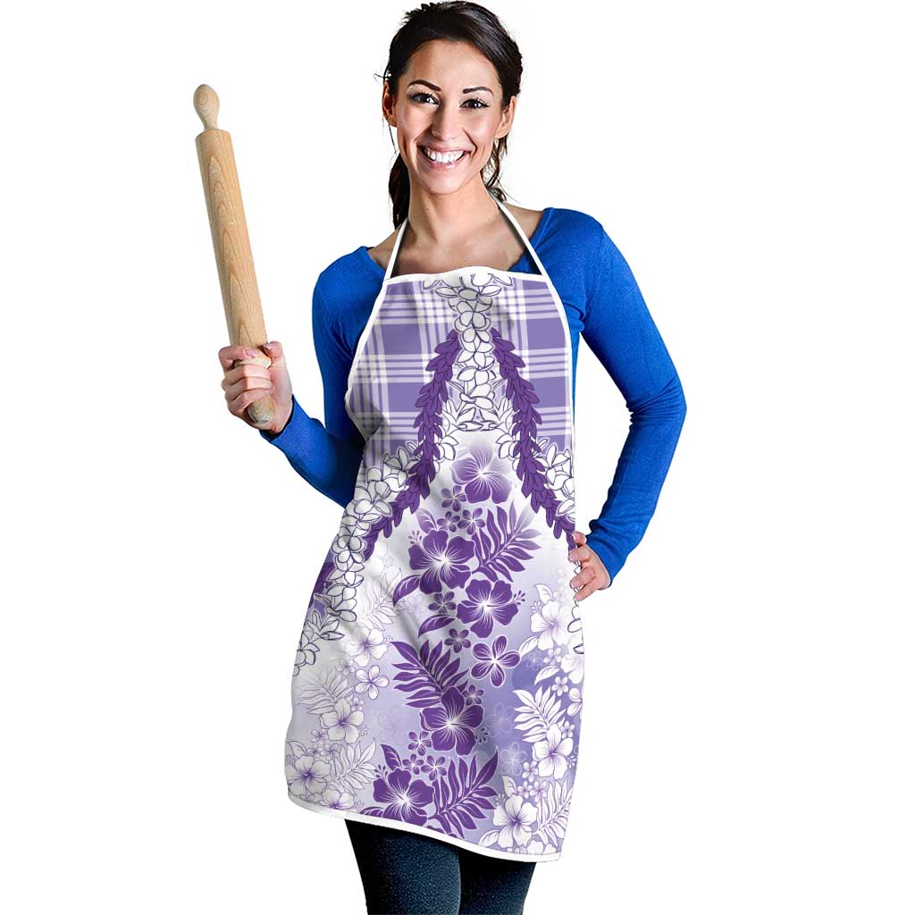 Aloha Hawaii Palaka Apron Purple Plumeria Lei - Polynesian Pride
