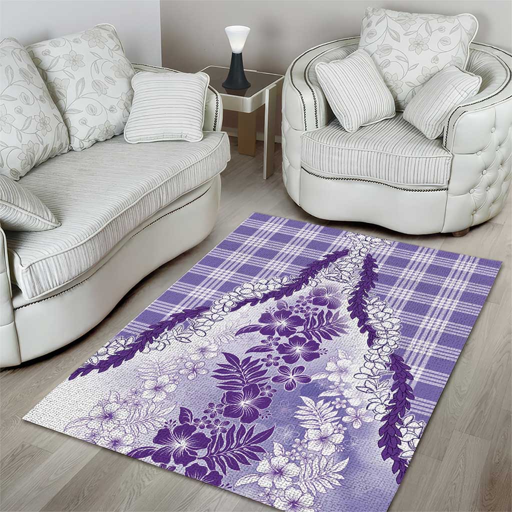 Aloha Hawaii Palaka Area Rug Purple Plumeria Lei - Polynesian Pride