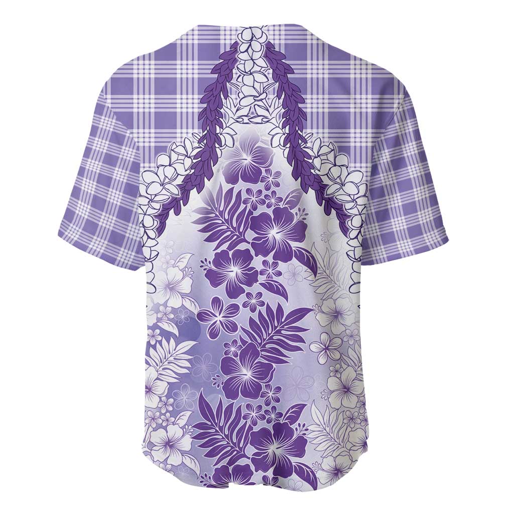 Aloha Hawaii Palaka Baseball Jersey Purple Plumeria Lei - Polynesian Pride