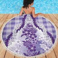 Aloha Hawaii Palaka Beach Blanket Purple Plumeria Lei - Polynesian Pride