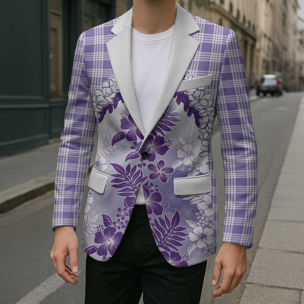 Aloha Hawaii Palaka Blazer Purple Plumeria Lei - Polynesian Pride