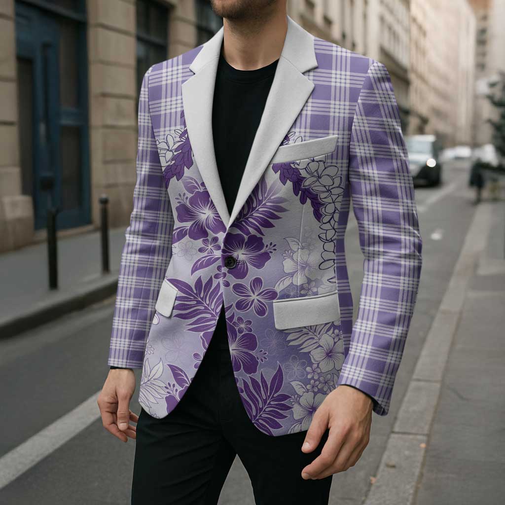 Aloha Hawaii Palaka Blazer Purple Plumeria Lei - Polynesian Pride