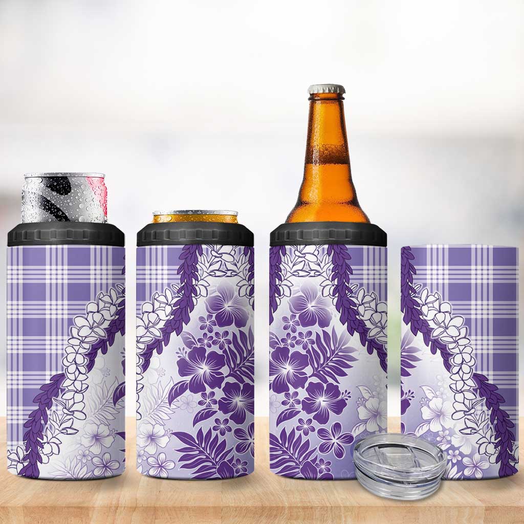 Aloha Hawaii Palaka 4 in 1 Can Cooler Tumbler Purple Plumeria Lei - Polynesian Pride