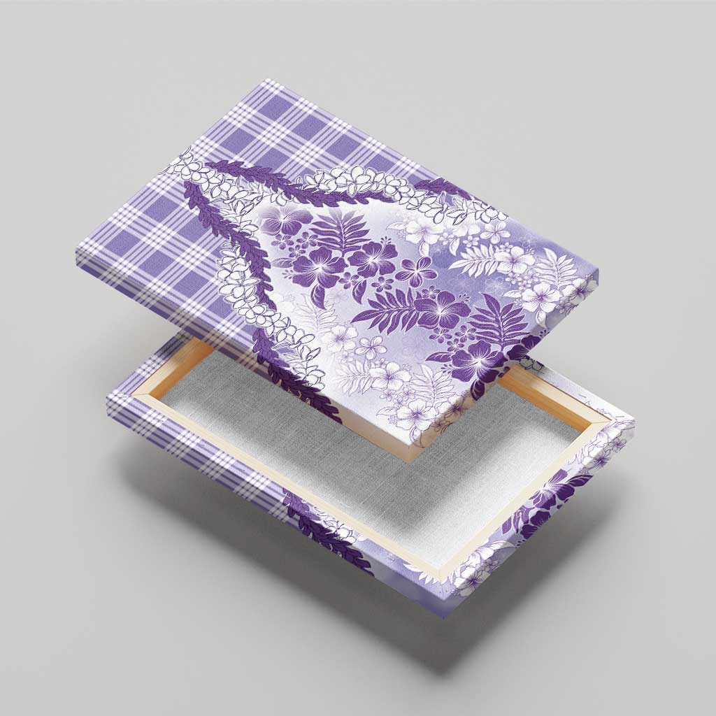 Aloha Hawaii Palaka Canvas Wall Art Purple Plumeria Lei - Polynesian Pride