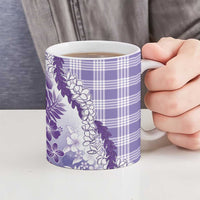 Aloha Hawaii Palaka Ceramic Mug Purple Plumeria Lei - Polynesian Pride