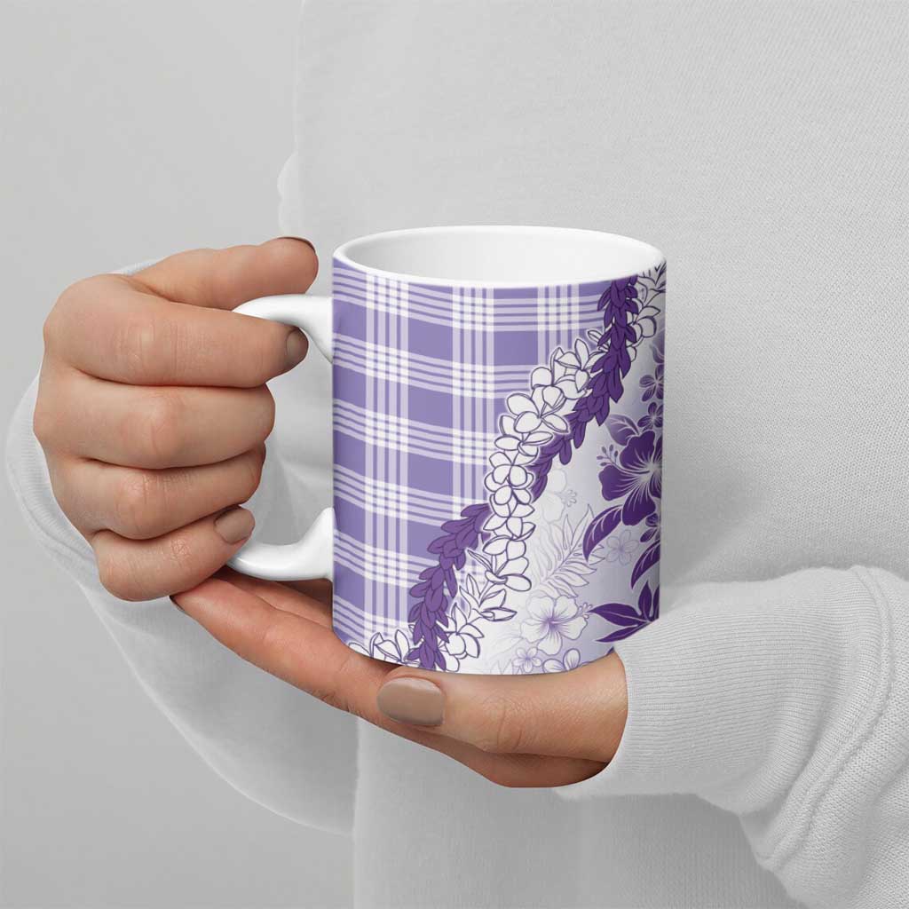 Aloha Hawaii Palaka Ceramic Mug Purple Plumeria Lei - Polynesian Pride