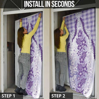 Aloha Hawaii Palaka Door Cover Purple Plumeria Lei - Polynesian Pride