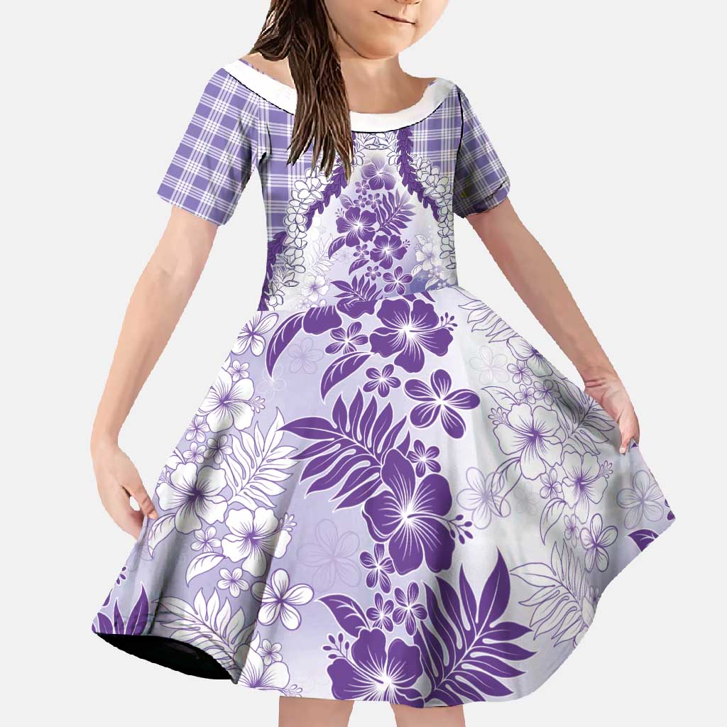 Aloha Hawaii Palaka Family Matching Mermaid Dress and Hawaiian Shirt Purple Plumeria Lei - Polynesian Pride