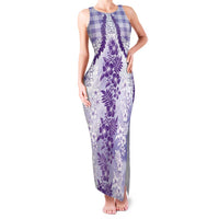 Aloha Hawaii Palaka Family Matching Tank Maxi Dress and Hawaiian Shirt Purple Plumeria Lei - Polynesian Pride