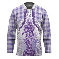 Aloha Hawaii Palaka Hockey Jersey Purple Plumeria Lei - Polynesian Pride