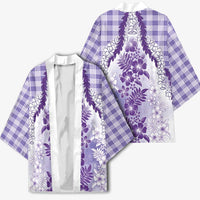 Aloha Hawaii Palaka Kimono Purple Plumeria Lei - Polynesian Pride