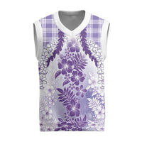 Aloha Hawaii Palaka Christmas Knitted V-Neck Vest Purple Plumeria Lei - Polynesian Pride