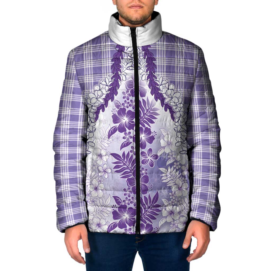 Aloha Hawaii Palaka Padded Jacket Purple Plumeria Lei - Polynesian Pride