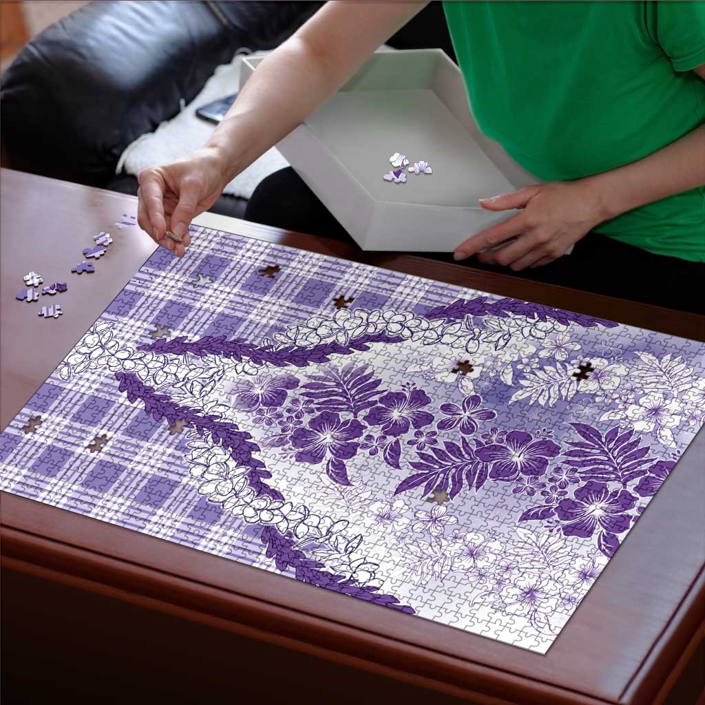 Aloha Hawaii Palaka Puzzle Purple Plumeria Lei - Polynesian Pride