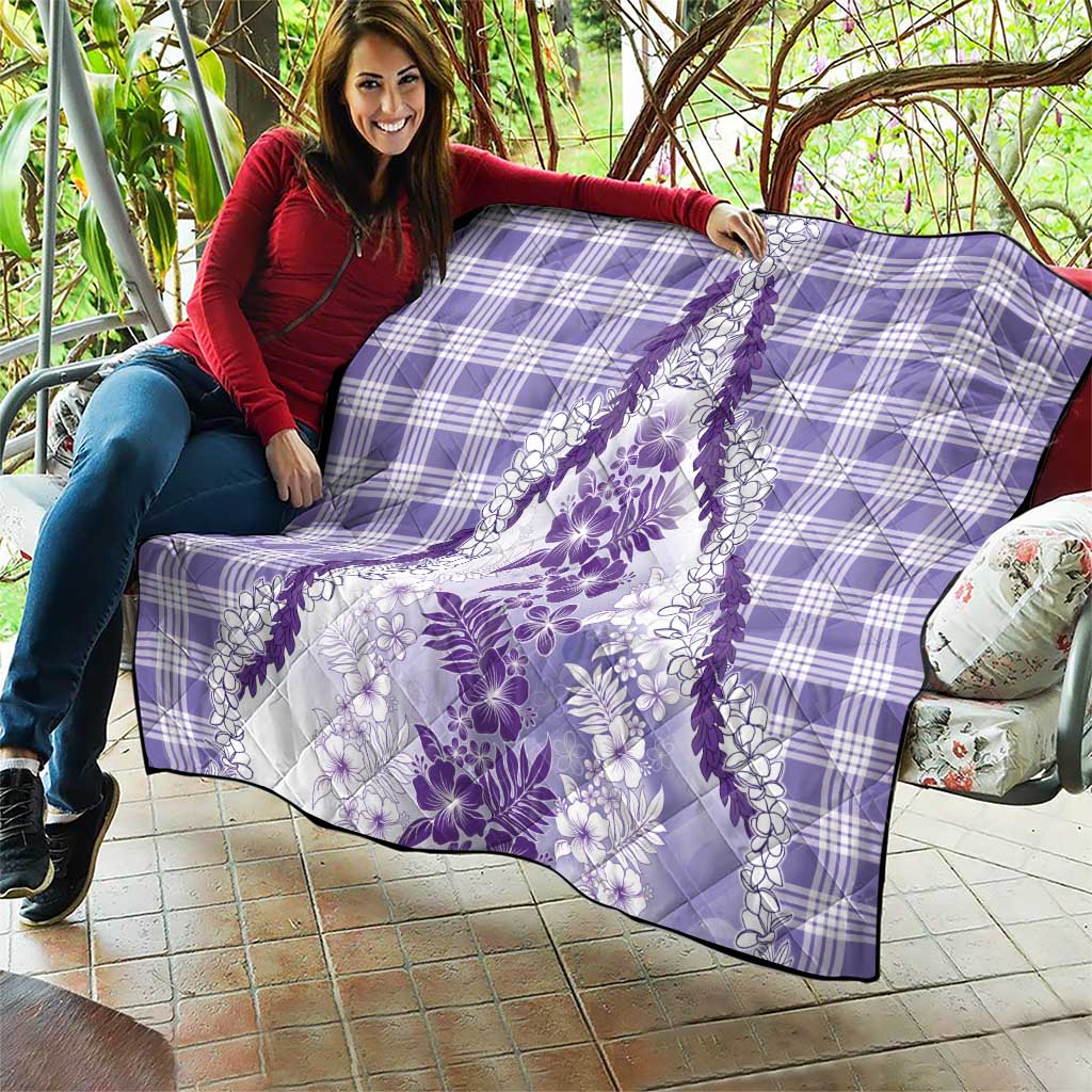 Aloha Hawaii Palaka Quilt Purple Plumeria Lei - Polynesian Pride