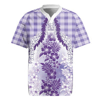 Aloha Hawaii Palaka Rugby Jersey Purple Plumeria Lei - Polynesian Pride