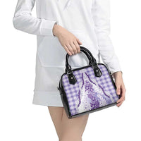 Aloha Hawaii Palaka Shoulder Handbag Purple Plumeria Lei - Polynesian Pride