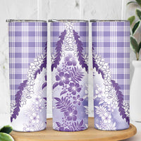 Aloha Hawaii Palaka Skinny Tumbler Purple Plumeria Lei - Polynesian Pride