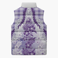 Aloha Hawaii Palaka Sleeveless Puffer Jacket Purple Plumeria Lei - Polynesian Pride
