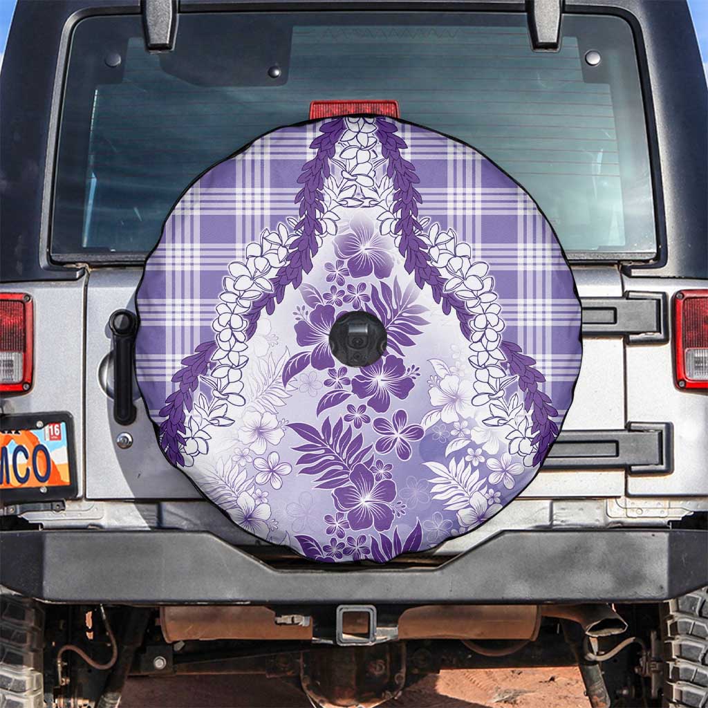 Aloha Hawaii Palaka Spare Tire Cover Purple Plumeria Lei - Polynesian Pride