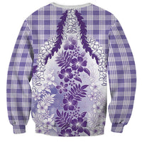Aloha Hawaii Palaka Sweatshirt Purple Plumeria Lei - Polynesian Pride