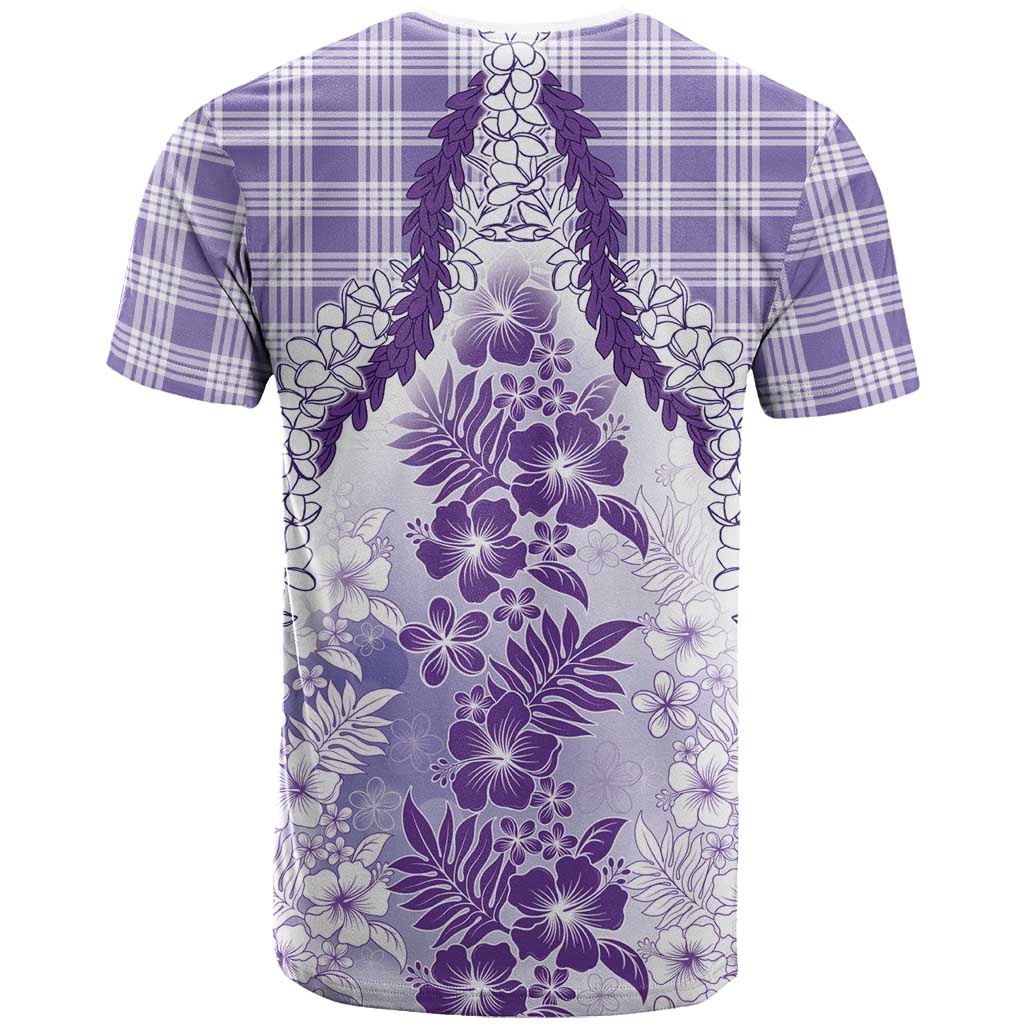 Aloha Hawaii Palaka T Shirt Purple Plumeria Lei - Polynesian Pride
