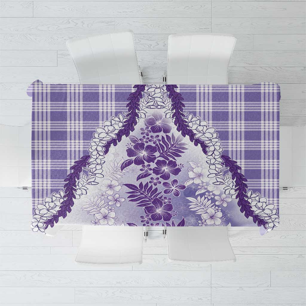 Aloha Hawaii Palaka Tablecloth Purple Plumeria Lei - Polynesian Pride